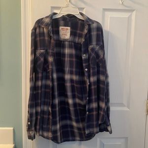 Women’s XS navy white and orange flannel